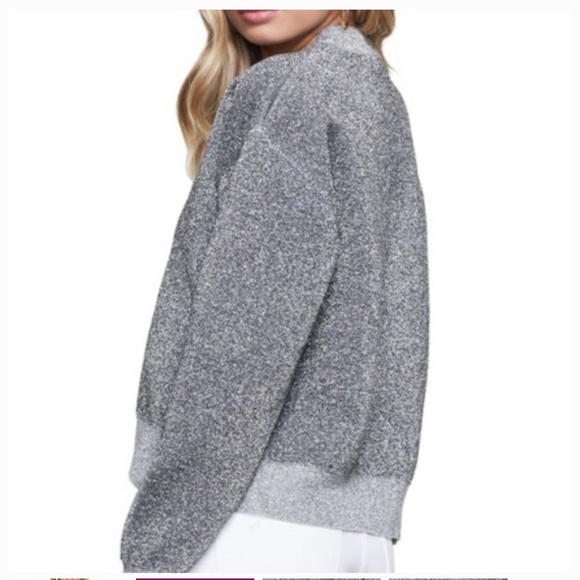 Good American Silver Metallic Sweatshirt, US 1 - Picture 1 of 3